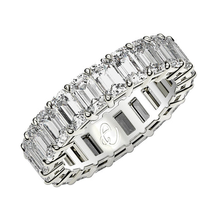 3 cttw Emerald Cut Lab Grown Diamond Eternity Ring in 14k White Gold (FG/VS2)