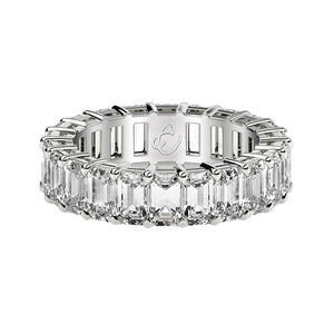 3 cttw Emerald Cut Lab Grown Diamond Eternity Ring in 14k White Gold (FG/VS2)