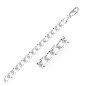 7.9mm Sterling Silver Rhodium Plated  Curb Style Bracelet