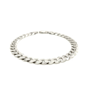 7.9mm Sterling Silver Rhodium Plated  Curb Style Bracelet