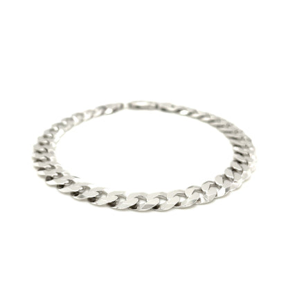 7.9mm Sterling Silver Rhodium Plated  Curb Style Bracelet