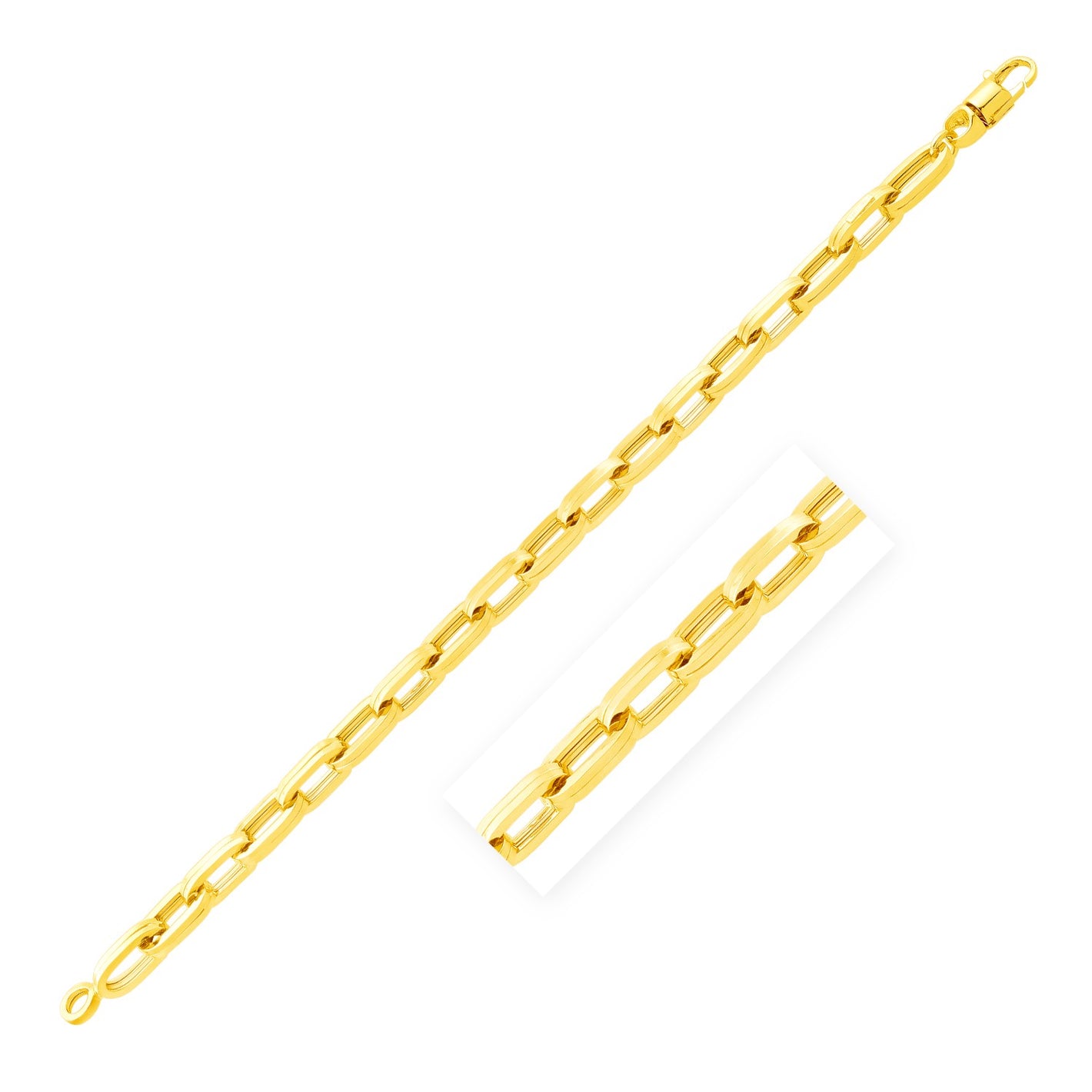 14k Yellow Gold Mens Wide Paperclip Chain Bracelet