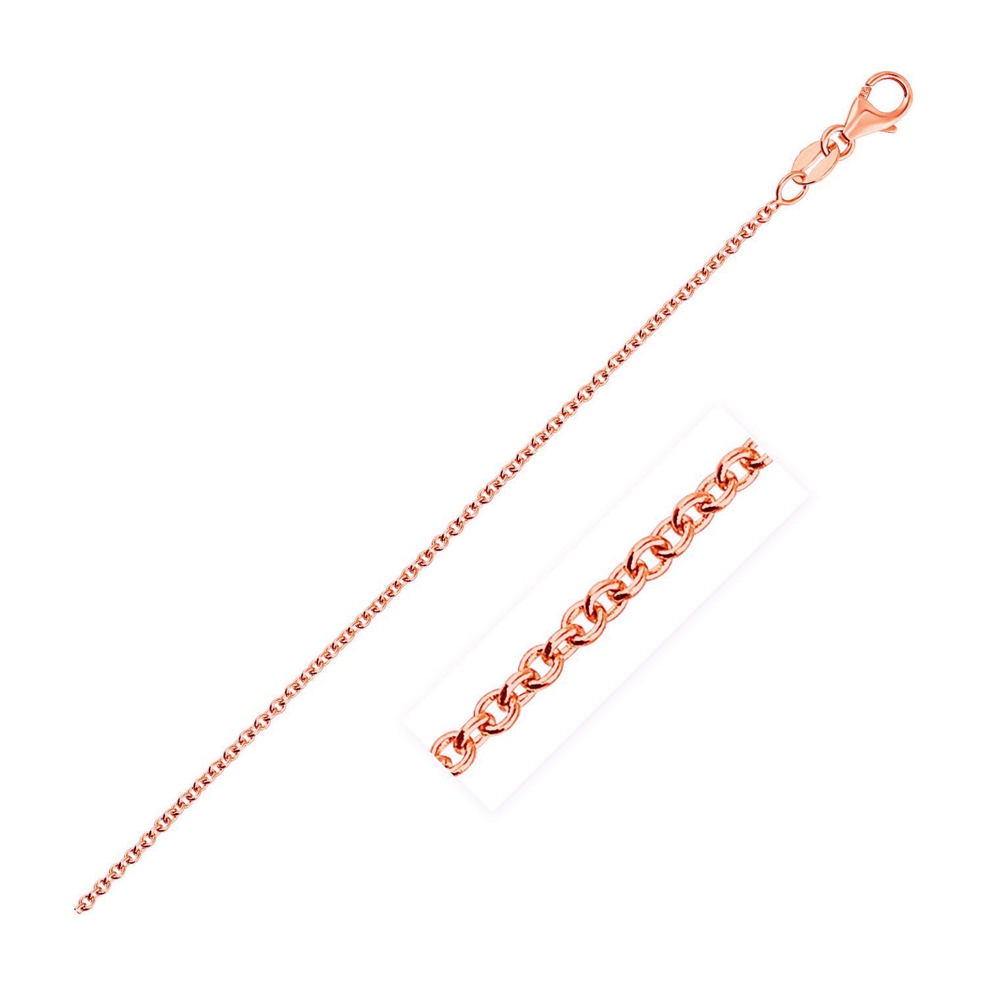 1.3mm 14k Rose Gold Round Cable Link Chain