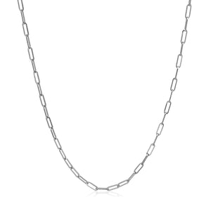 1.5mm 14k White Gold Adjustable Paperclip Chain