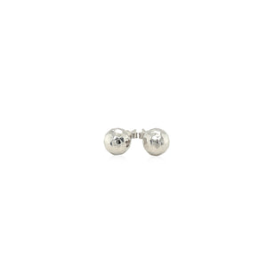 14k White Gold Ball with Faceted Texture Earrings