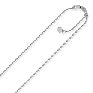 1.1mm 14k White Gold Singapore Style Adjustable Chain