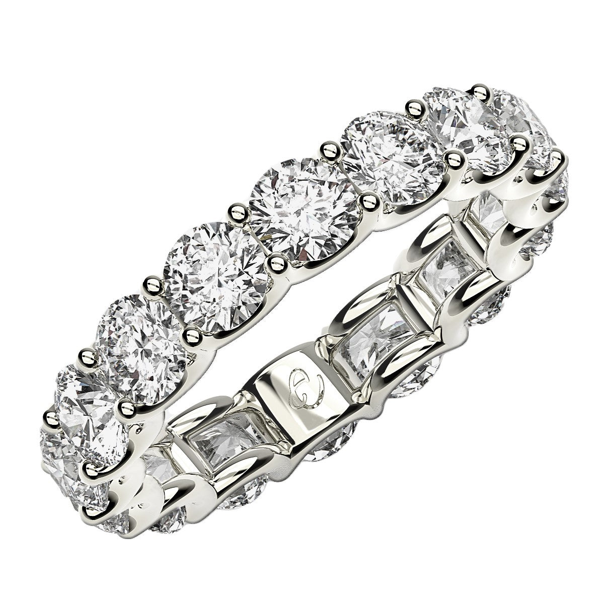 4 cttw Round Cut Lab Grown Diamond Eternity Ring in 14k White Gold (FG/VS2)