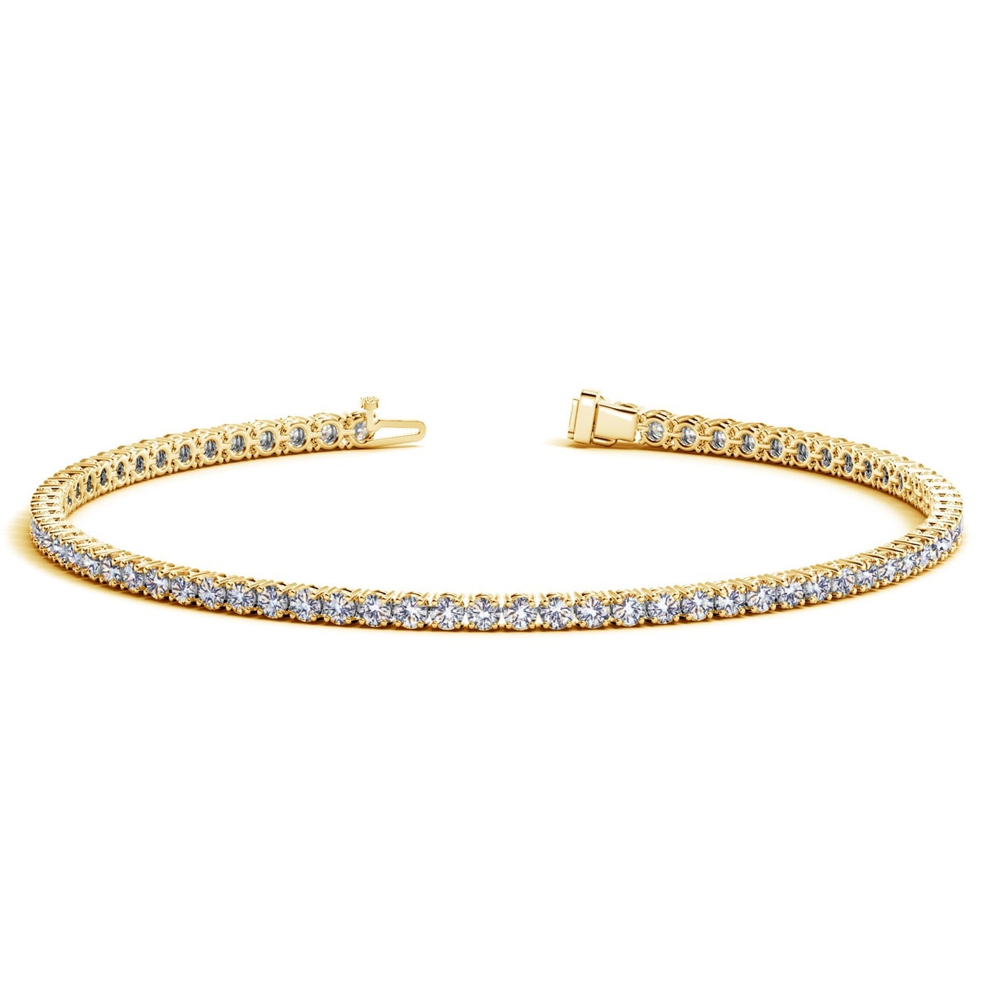 2 cctw Lab Grown Round Diamond Tennis Bracelet in 14k Yellow Gold (F/G  VS2/SI1)