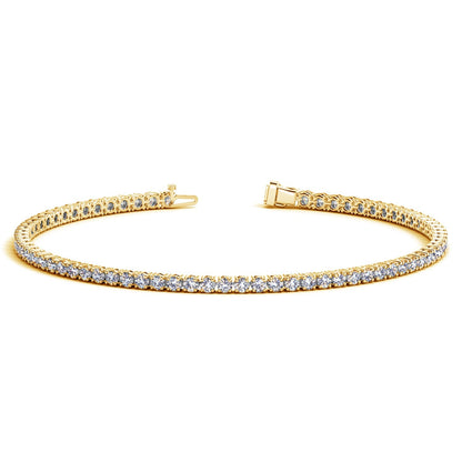 2 cctw Lab Grown Round Diamond Tennis Bracelet in 14k Yellow Gold (F/G  VS2/SI1)