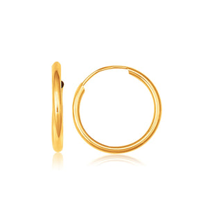 10k Yellow Gold Polished Endless Hoop Earrings