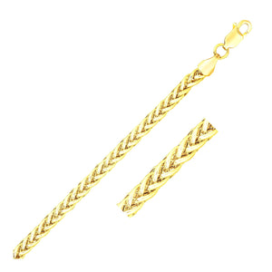 3.3mm 14k Yellow Gold Light Weight Wheat Bracelet