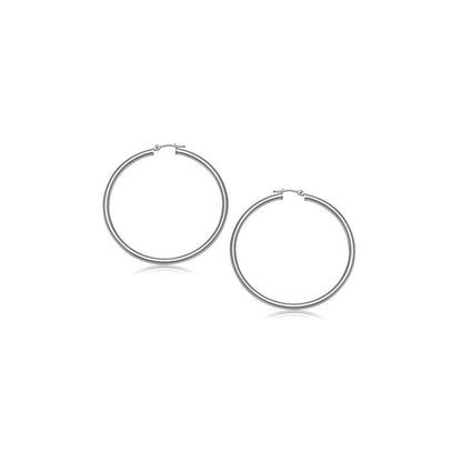 10k White Gold Polished Hoop Earrings