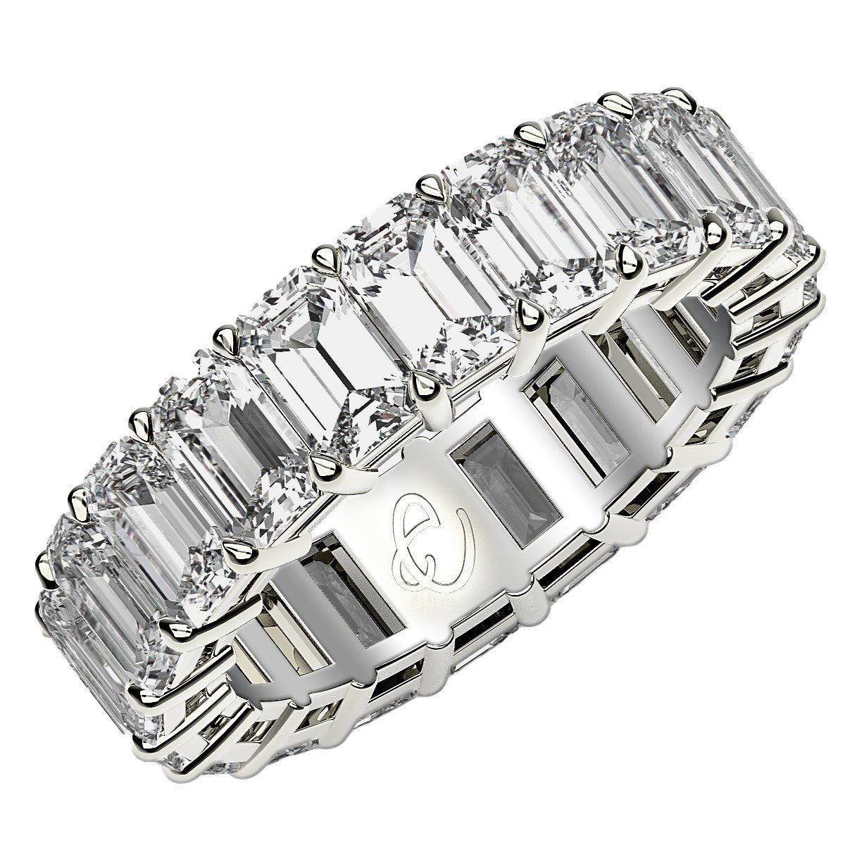 7 cttw Emerald Cut Lab Grown Diamond Eternity Ring in 14k White Gold (FG/VS2)