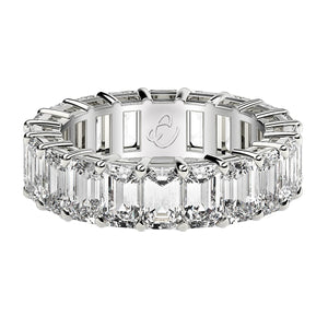 7 cttw Emerald Cut Lab Grown Diamond Eternity Ring in 14k White Gold (FG/VS2)