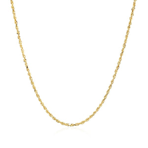 1.4mm 10k Yellow Gold Solid Diamond Cut Rope Chain