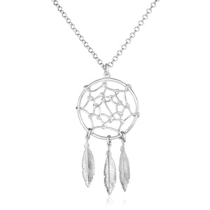 Sterling Silver 17 inch with Dream Catcher Pendant Necklace