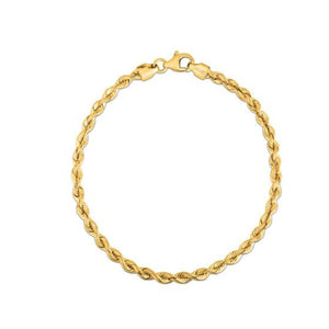 3.0mm 14k Yellow Gold  Silk Rope Chain Bracelet