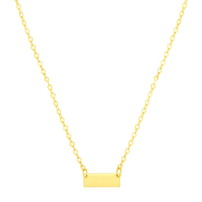 14k Yellow Gold Polished Mini Bar Necklace