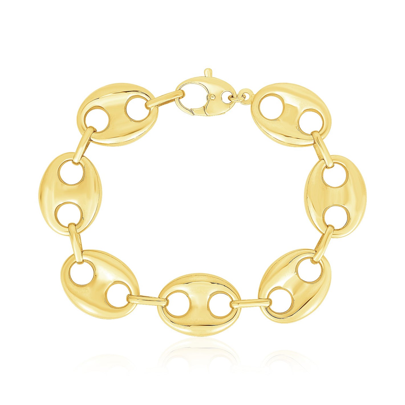 21 mm 14k Yellow Gold High Polish Lite Puffed Mariner Link Bracelet