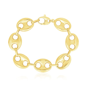 21 mm 14k Yellow Gold High Polish Lite Puffed Mariner Link Bracelet