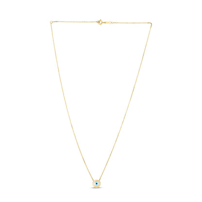 14k Yellow Gold MOP Evil Eye Necklace