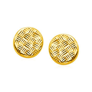 14k Yellow Gold with Textured Circles Post Earrings