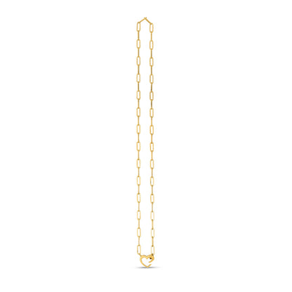 14k Yellow Gold Heart Element Paperclip Necklace