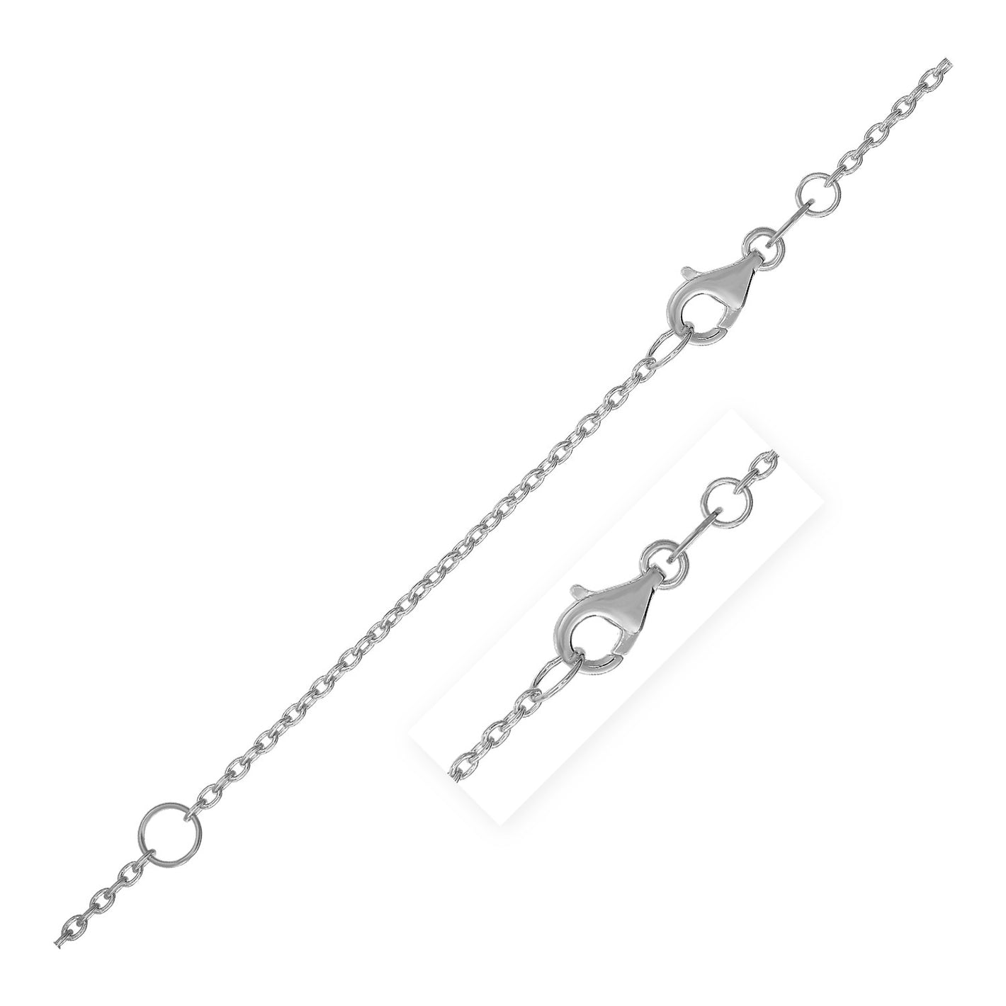 1.5mm 14k White Gold Extendable Cable Chain