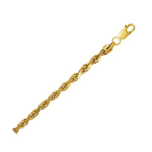 4.5mm 10K Yellow Gold Hollow Diamond Cut Rope Chain