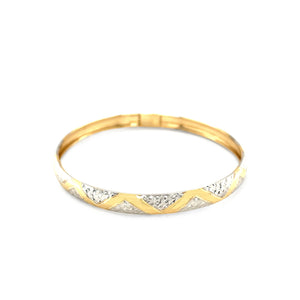 10k Two-Tone Gold Textured Zigzag Style Bangle