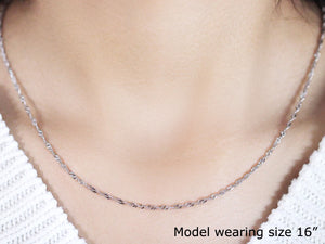 1.7mm 14k White Gold Singapore Chain