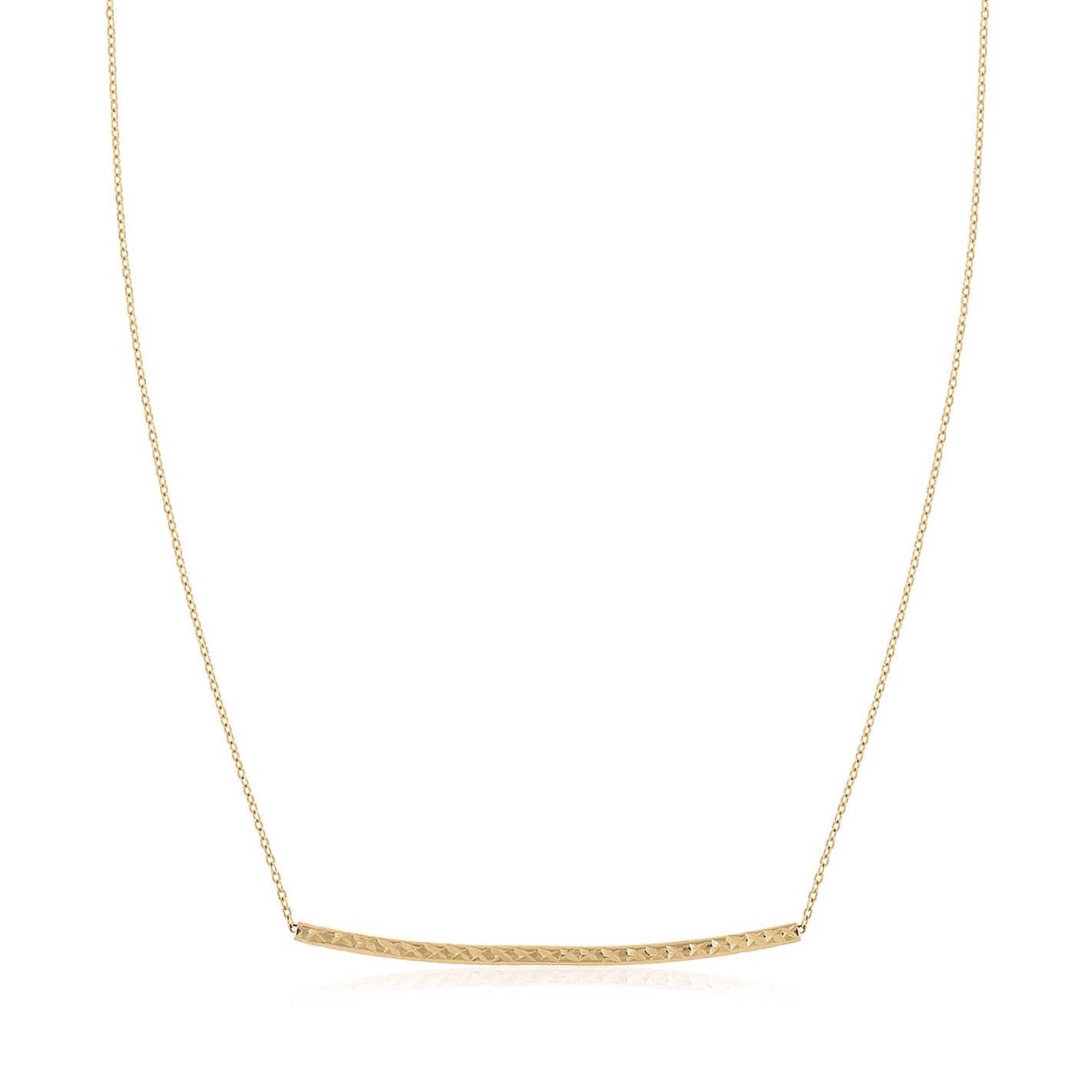 14k Yellow Gold Thin Textured Bar Necklace