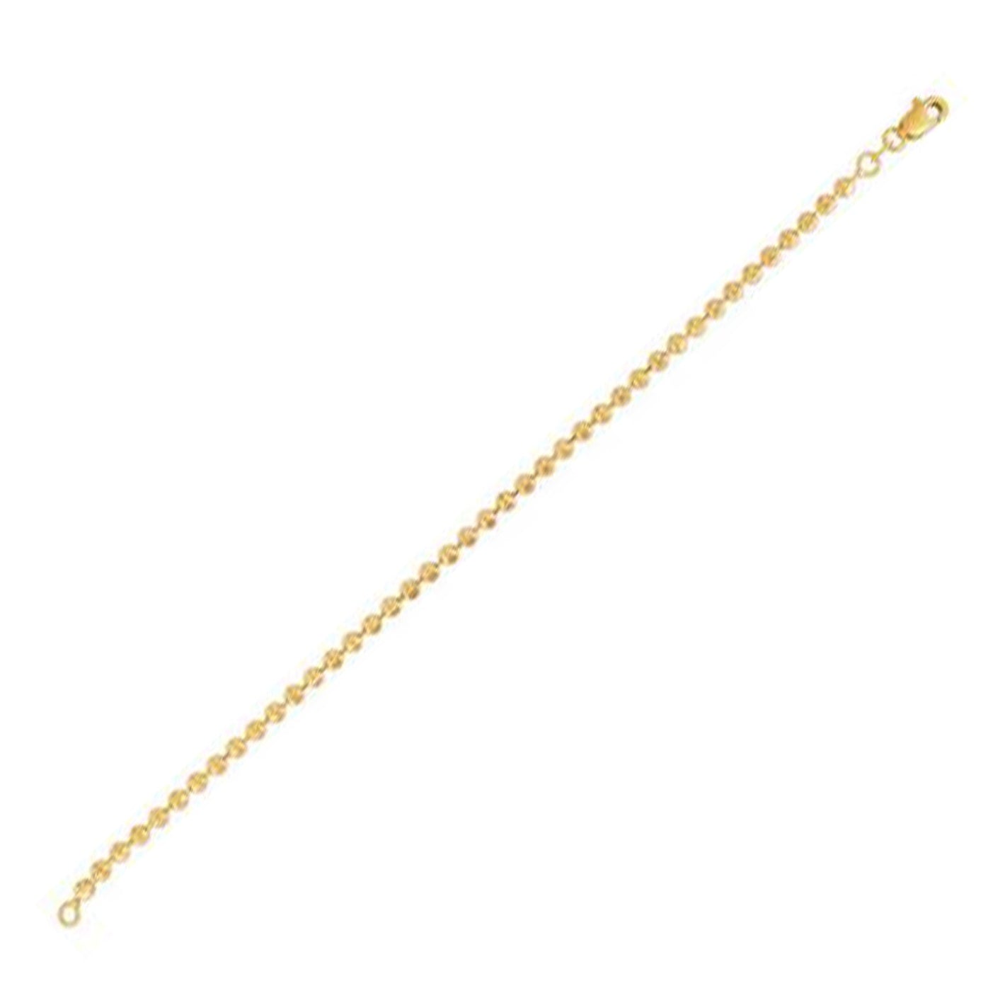 3.0mm 14k Yellow Gold Moon Cut Bead Chain