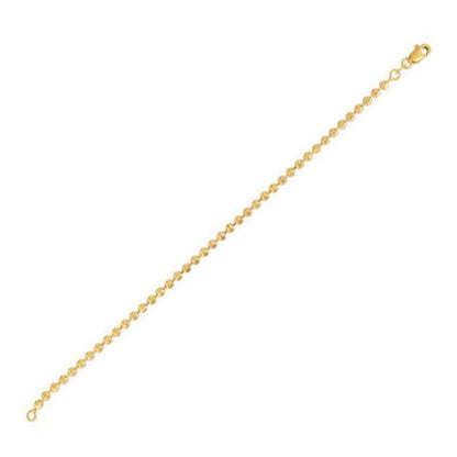 3.0mm 14k Yellow Gold Moon Cut Bead Chain