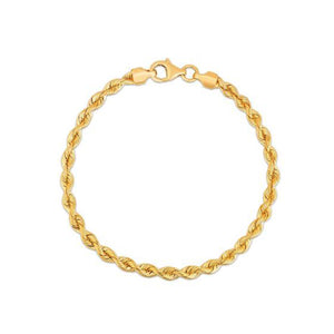 3.7 mm 14k Yellow Gold Silk Rope Chain Bracelet