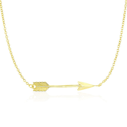 14k Yellow Gold with Horizontal Arrow Pendant Necklace