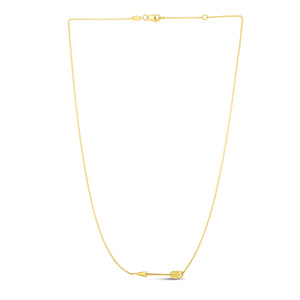 14k Yellow Gold with Horizontal Arrow Pendant Necklace