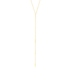 14k Yellow Gold Lariat with Small Polished Bars Necklace