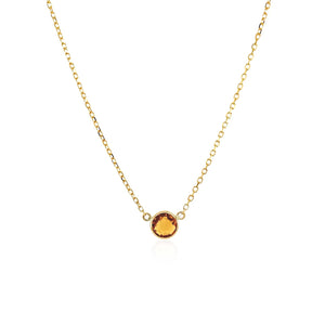 14k Yellow Gold with Round Citrine Necklace