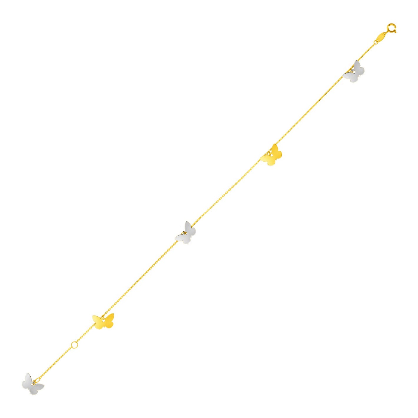 14k Two Tone Gold with Butterflies Anklet