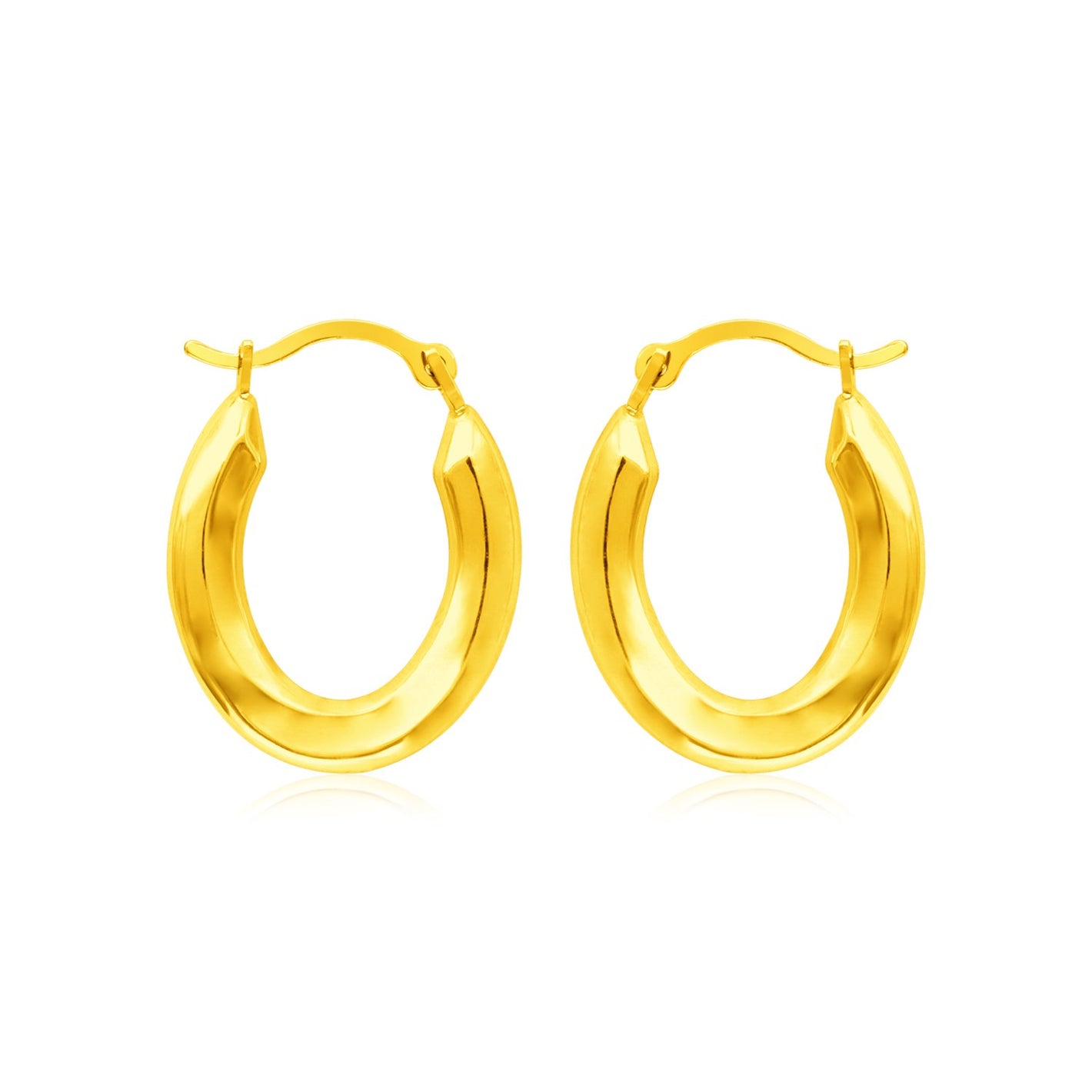 14k Yellow Gold Polished Oval Hoop Earrings