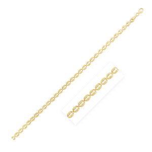 3.8mm 14k Yellow Gold High Polish Textured Puffed Oval Link Chain