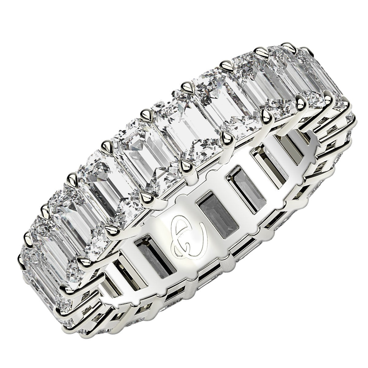 6 cttw Emerald Cut Lab Grown Diamond Eternity Ring in 14k White Gold (FG/VS2)