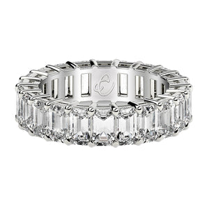 6 cttw Emerald Cut Lab Grown Diamond Eternity Ring in 14k White Gold (FG/VS2)