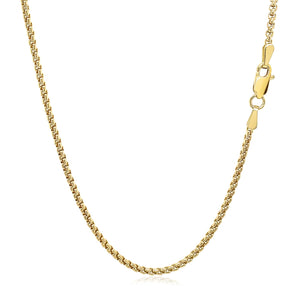 1.6mm 14k Yellow Gold Solid Round Box Chain