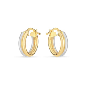 14k Two Tone Gold Double Round Hoop Earrings